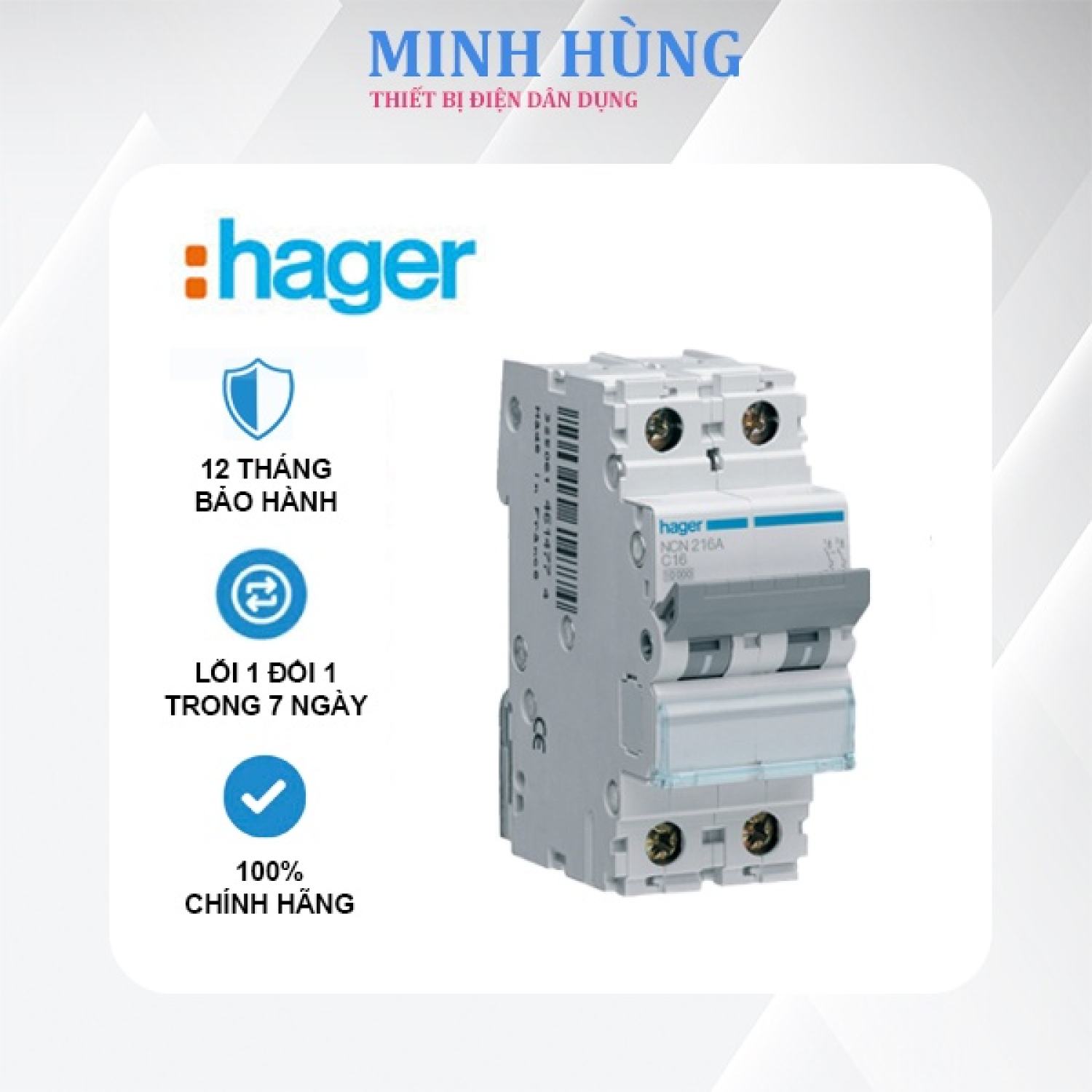 Át tép 2p mcb hager - cầu dao tự động