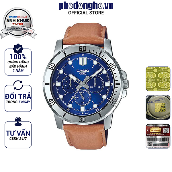 Đồng hồ nam dây da Casio Anh Khuê MTP-VD300L-2EUDF