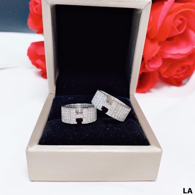 Nhẫn Chữ H Gắn Đá Hàng Đẹp  - TRANG SỨC BẠC TNJ CAM KẾT HÀNG CHUẨN ẢNH, CHẤT LƯỢNG TỐT, PHỤC VỤ TẬN TÌNH, CHU ĐÁO