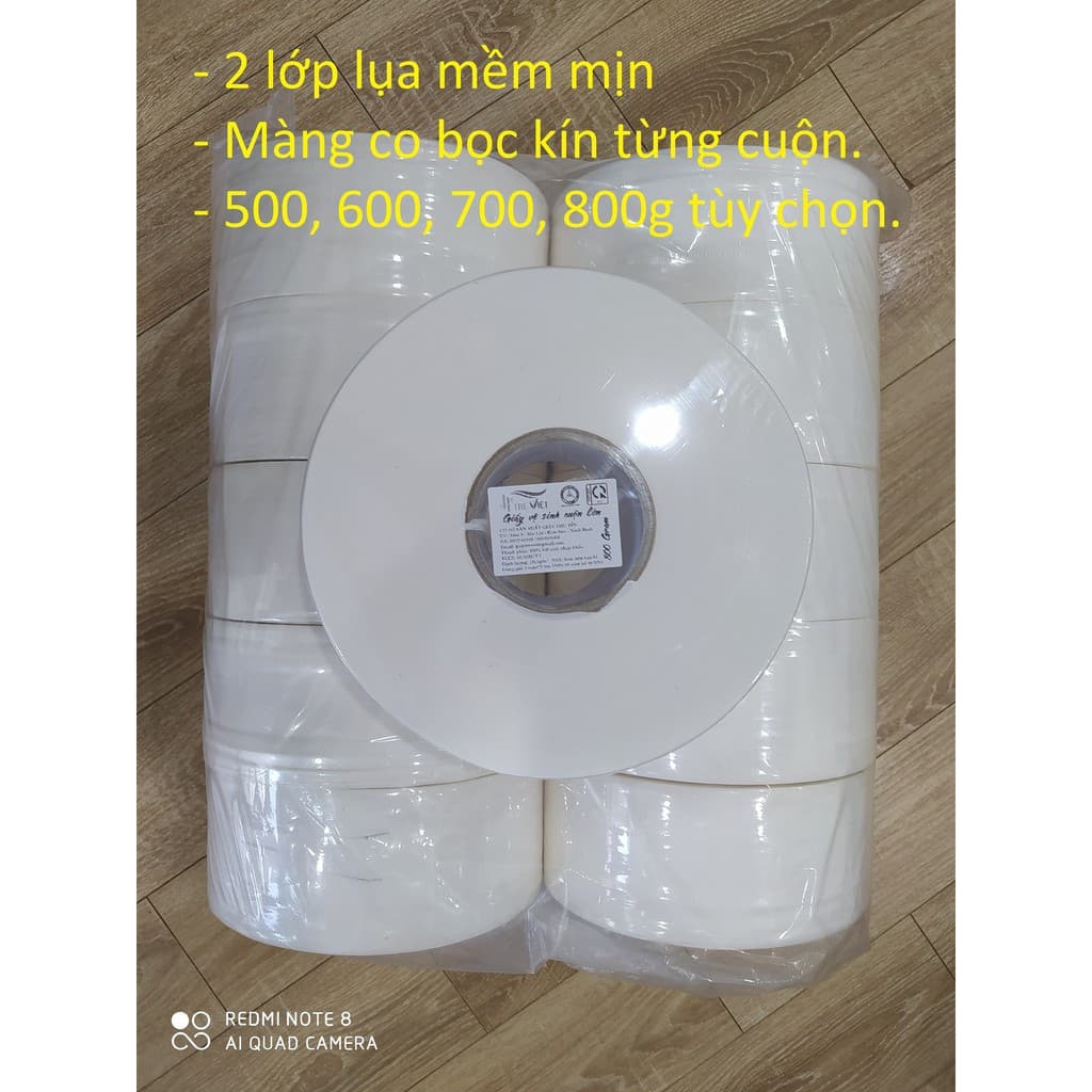 Combo 5 cuộn giấy vệ sinh công nghiệp tre việt cuộn lớn 700gam