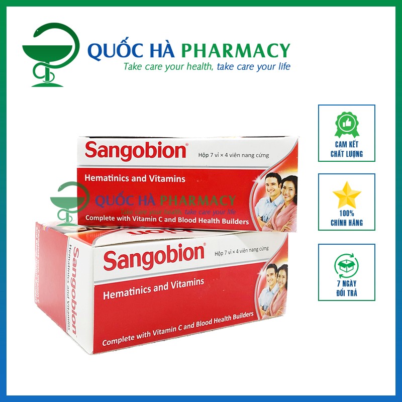 Sangobion giảm thiếu máu do thiếu sắt, bổ sung axit folic 7 vỉ x 4 viên -