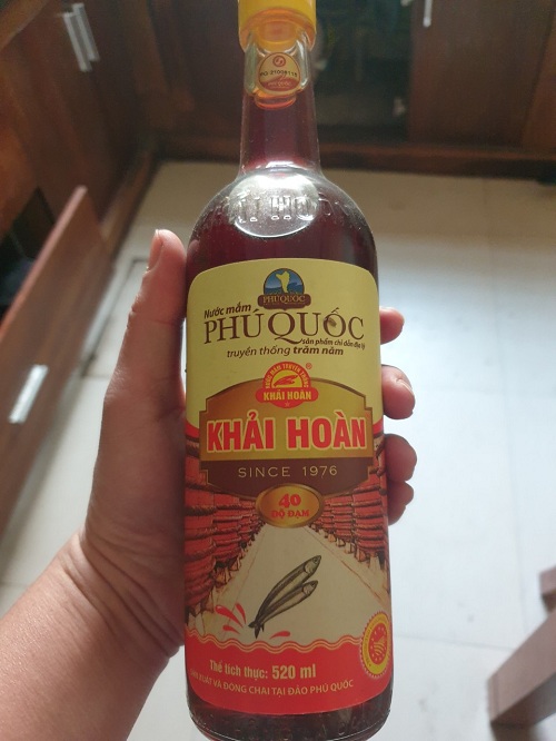 Nước mắm Phú Quốc Khải Hoàn chai thủy tinh 40 độ đạm 520ml