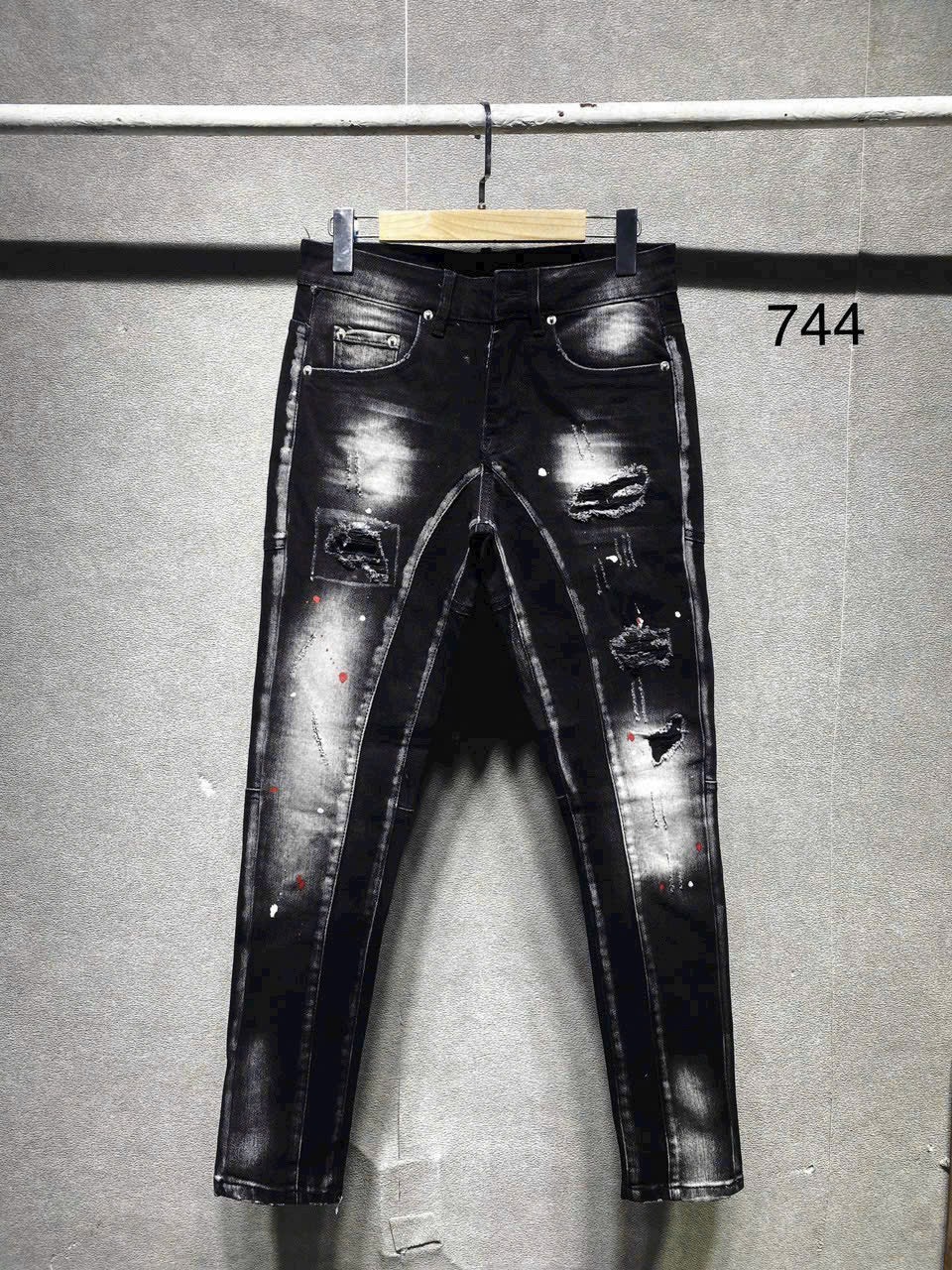 Quần jean nam dài Đen, vệt sơn, rách phong cách mới 2024 trẻ trung đẹp đẳng cấp, vải co giản giá tốt 25/06