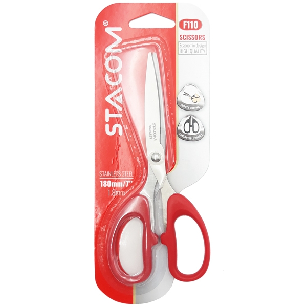 Kéo cắt giấy 180mm - 7" stacom f110 - màu đỏ