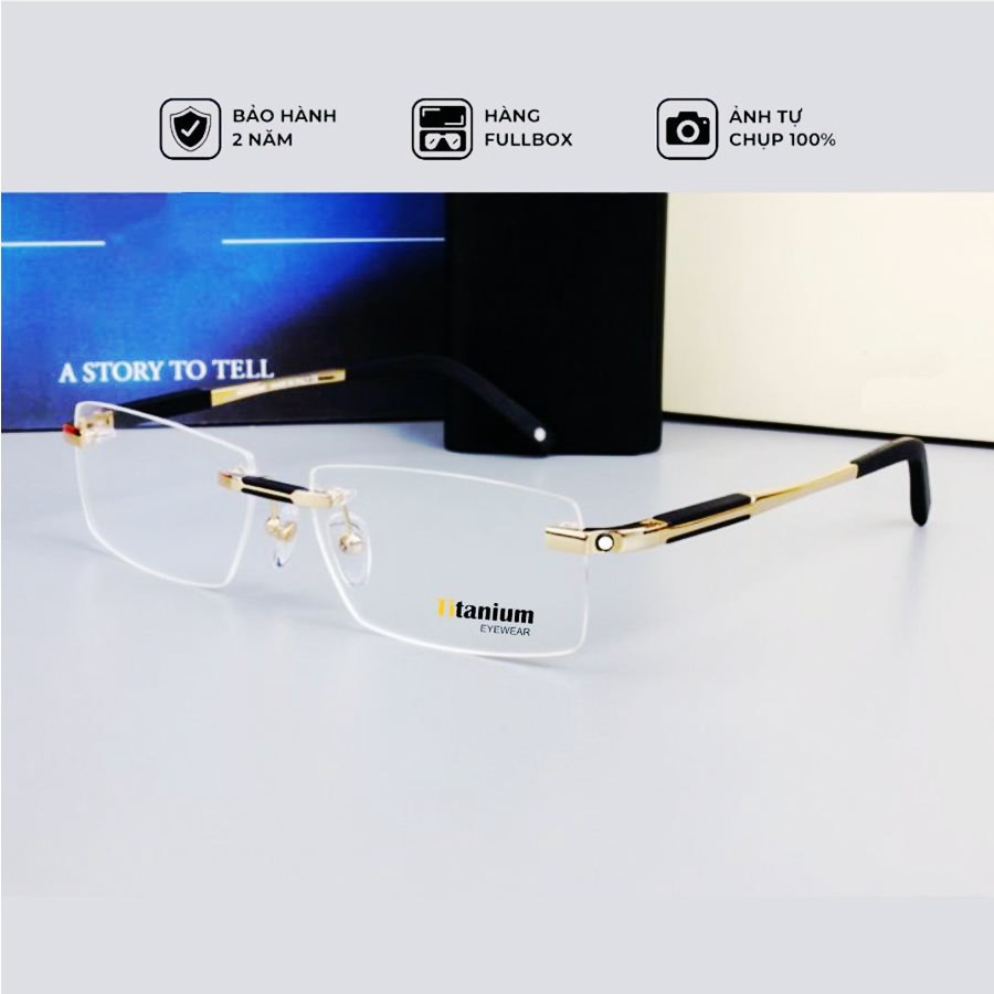  Gọng kính Mb349A cận thị Nam kính đọc sách viễn thị  Khung Titanum - ống kính   UVBlue Lens   – nhập khẩu Japan 