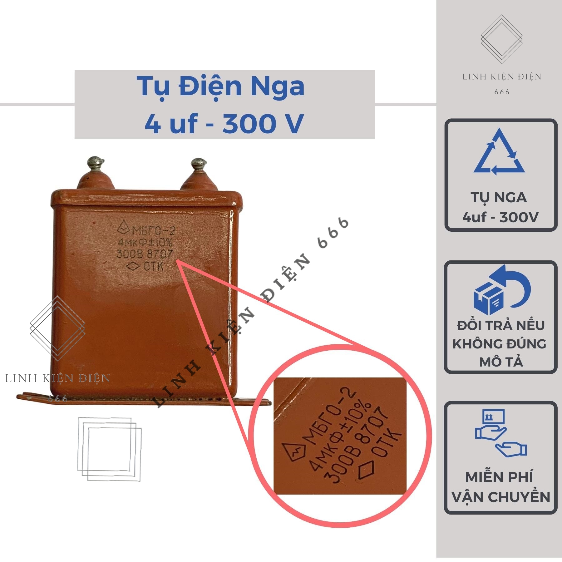Tụ nga 4uf 300v tụ dầu nga rẻ loại tốt