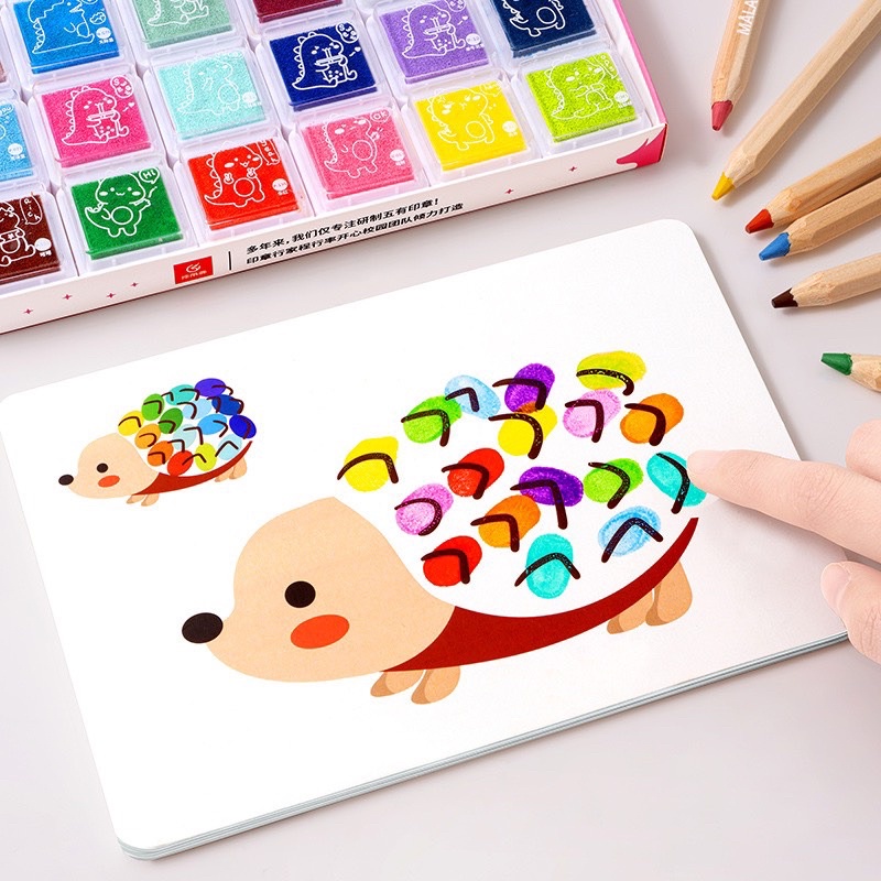 Combo bộ màu vân tay + 48 tranh mẫu cho bé vẽ thỏa trí tưởng tượng