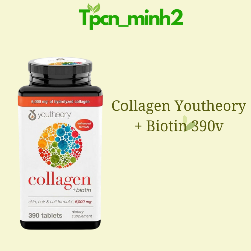 Viên uống đẹp da Collagen Youtheory Biotin Mỹ 390 viên