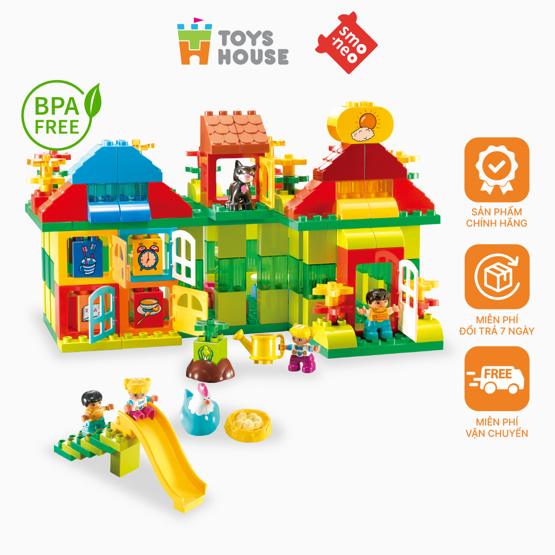 Bộ đồ chơi lắp ghép smoneo duplo ngôi nhà mơ ước của bé 175 chi tiết Toyhouse 55008