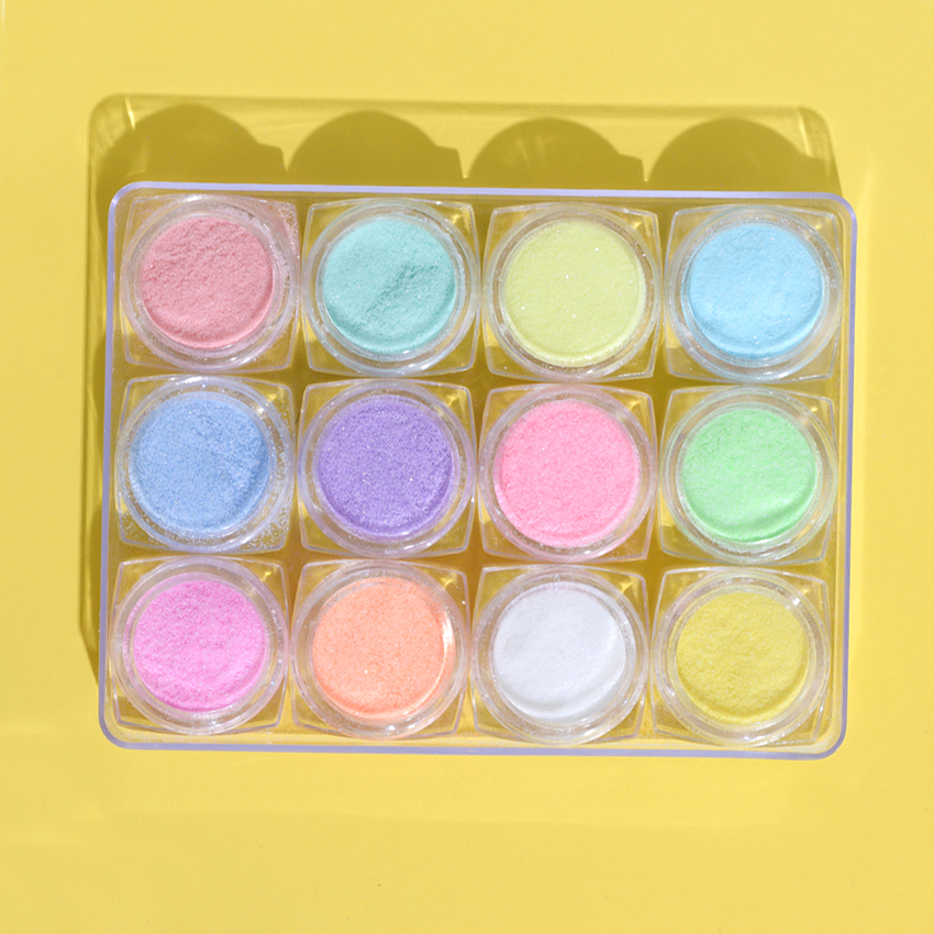 [HCM]Set 12 hũ nhũ cát mịn - nhũ cát rắc 12 màu đẹp trang trí móng tay sang chảnh