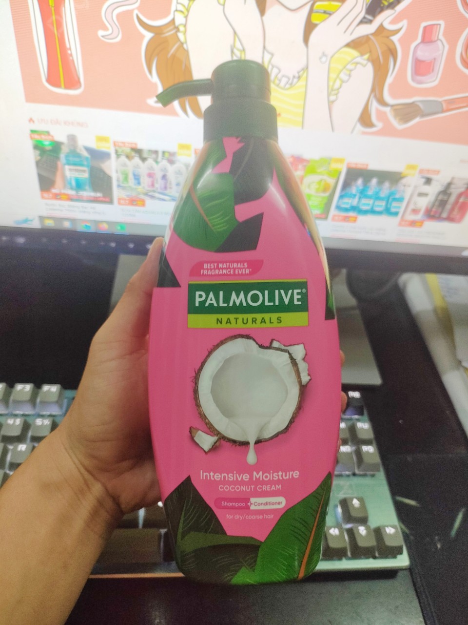 Dầu gội Palmolive Thái lan sữa dừa 600ml (chai màu hồng)