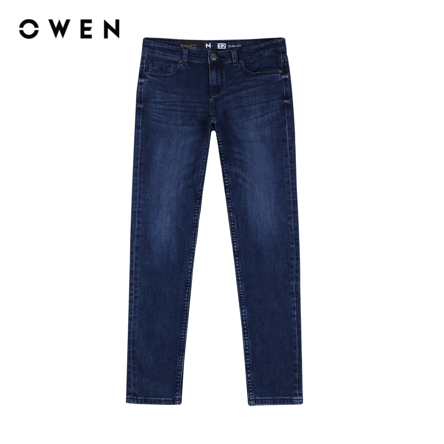Owen - quần jeans slim fit qjs230156 màu navy chất liệu cotton - spandex