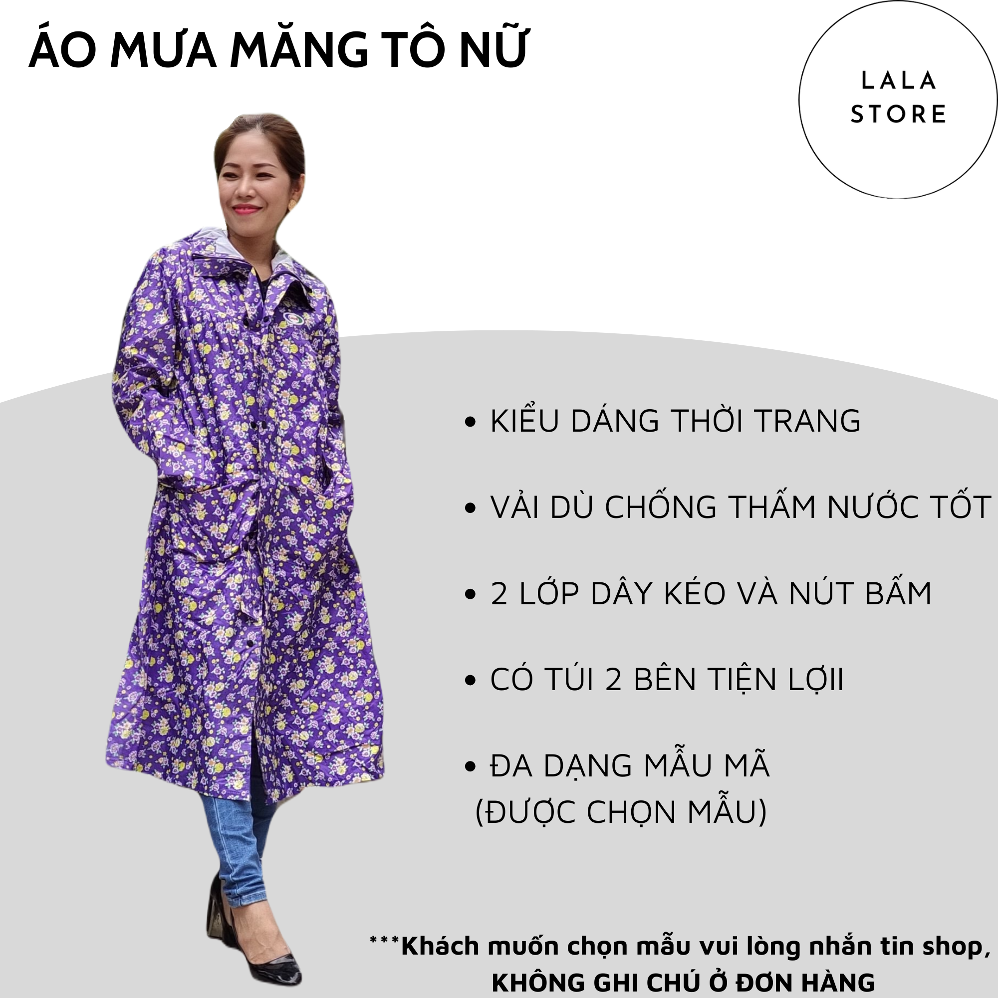 Áo mưa măng tô nữ thời trang được chọn mẫu