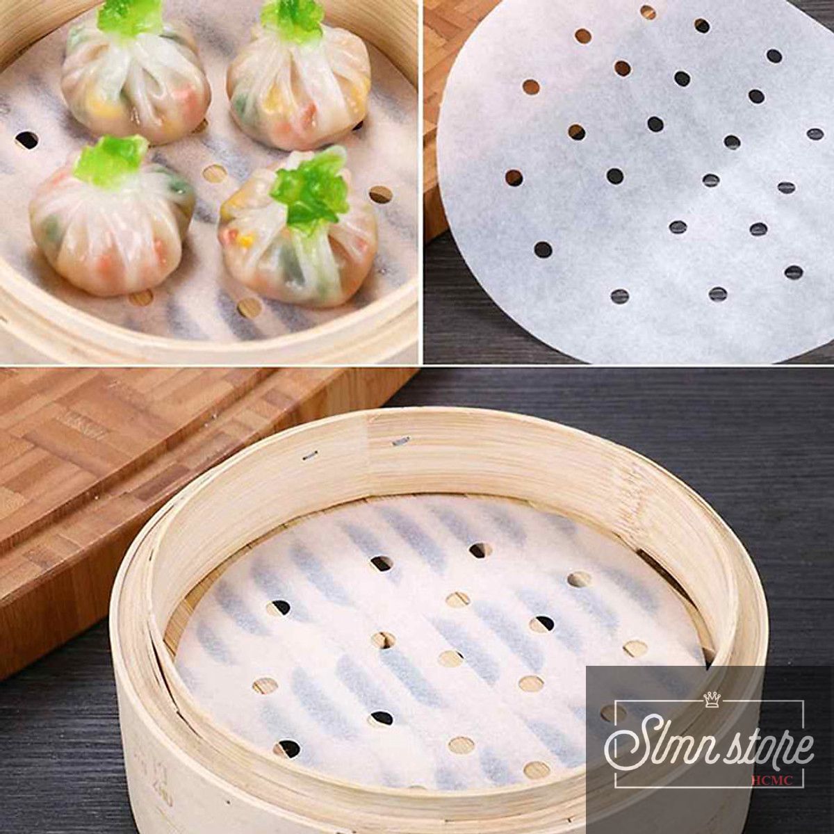 100 tờ Giấy nến 23 cm lót nồi chiên không dầu, hấp nướng bánh, chống dính tiện lợi, an toàn. LD3-GiayNen-T23