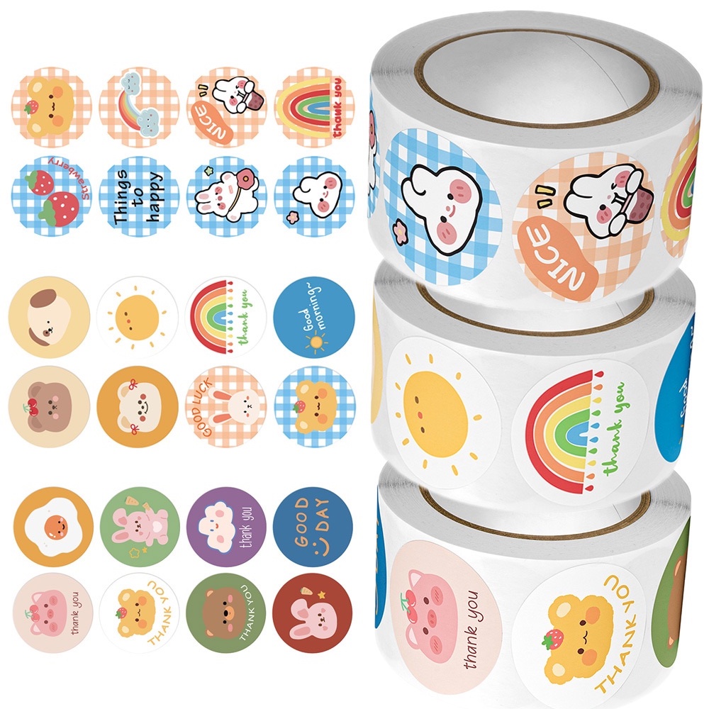 500 tem sticker " thank you " dễ thương