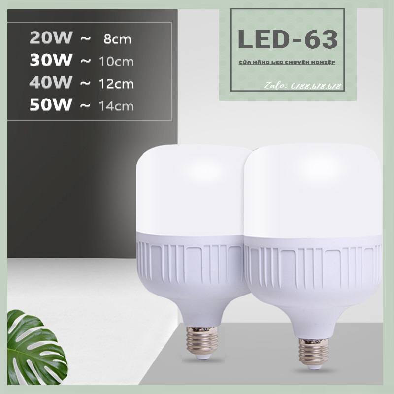Bóng đèn LED trụ tròn 20W 30W 40W 50W - ánh sáng trắng siêu sáng (bảo hành 12 tháng - bao đổi trả nếu không hài lòng)