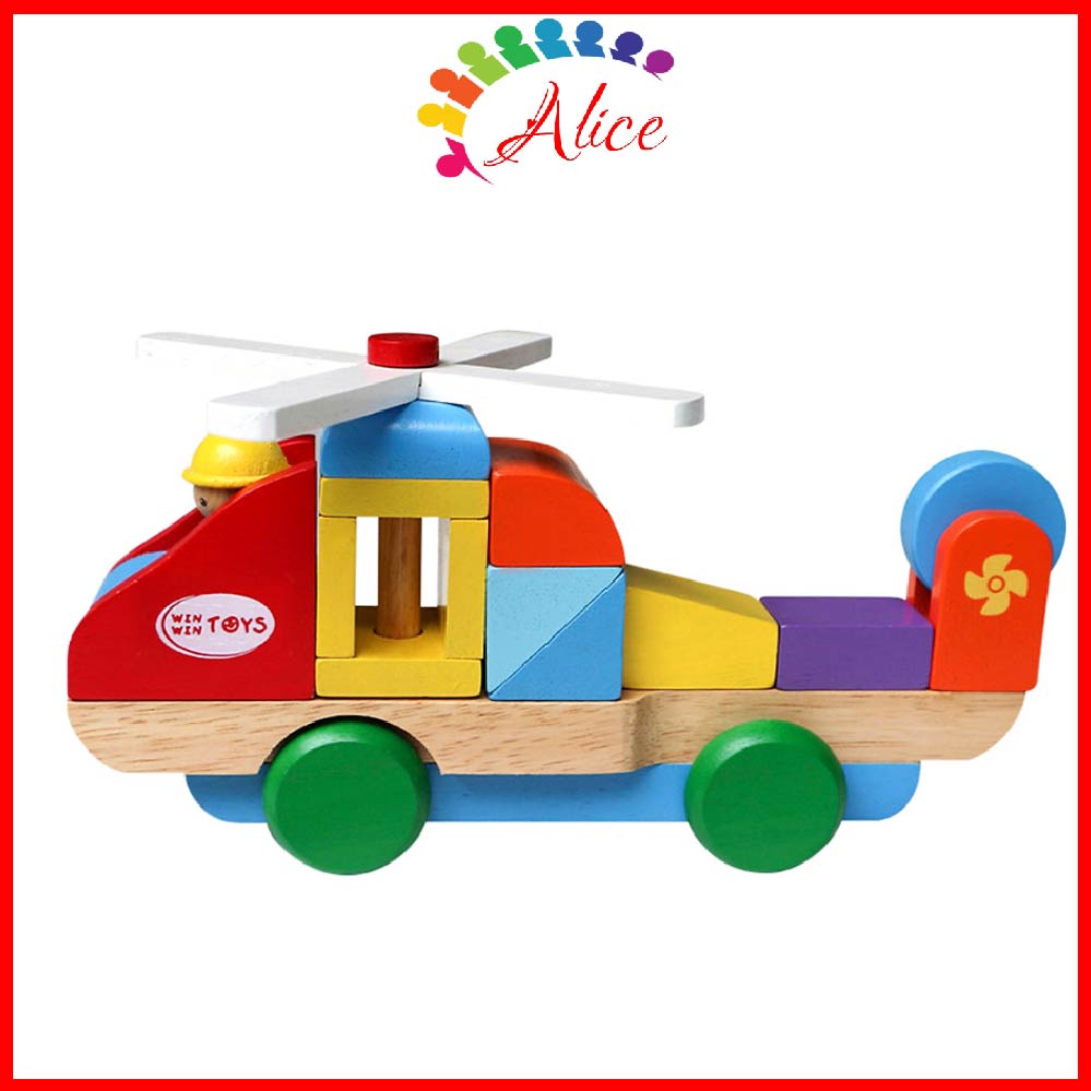 Lắp ráp máy bay trực thăng - Đồ chơi gỗ thông minh Winwintoys cho bé