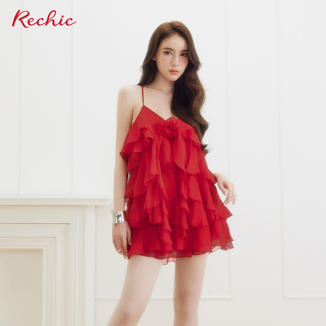 RECHIC Set Lerin 2 dây bèo tầng rũ dáng suông sang trọng tiểu thư