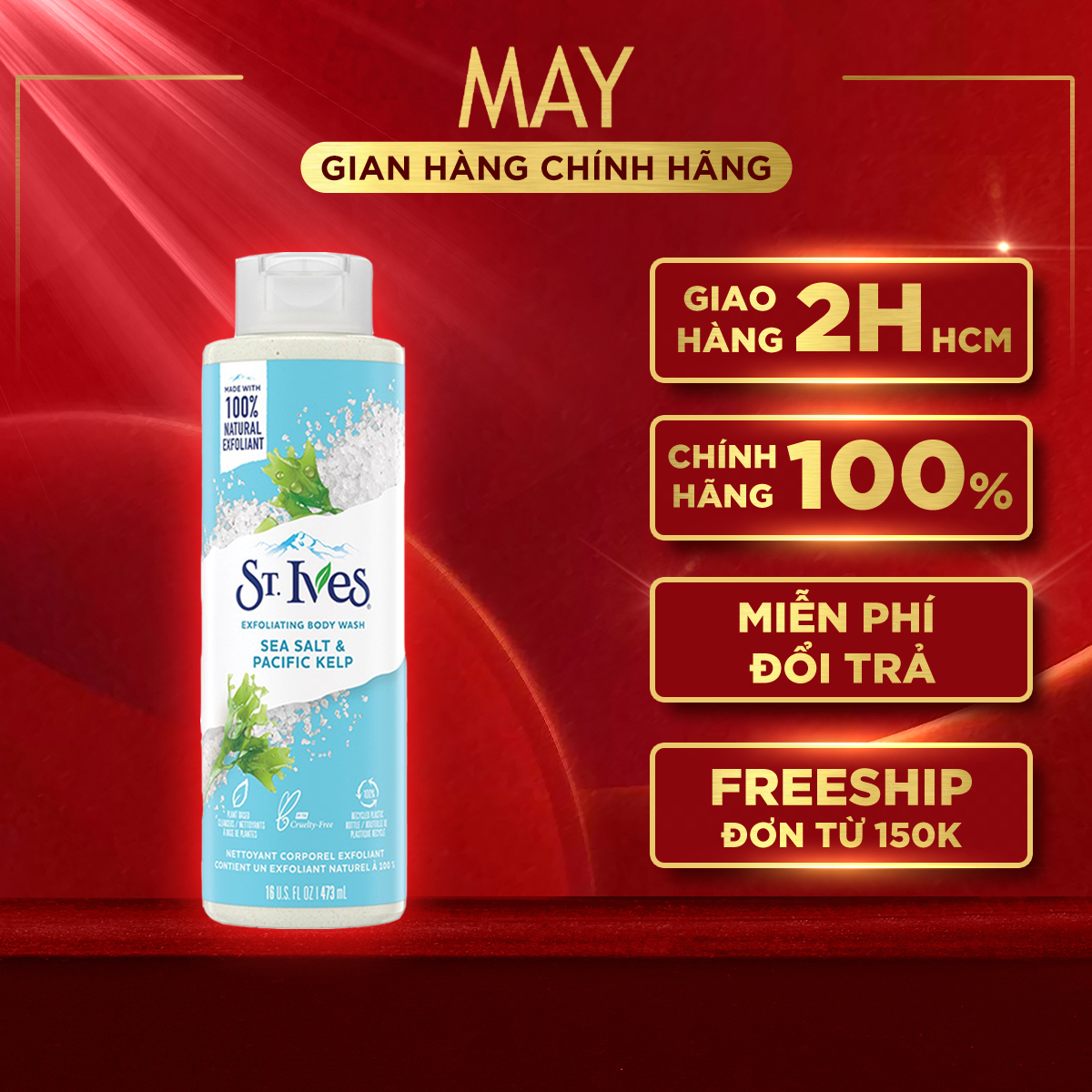 [HCM]SỮA TẮM MUỐI BIỂN ST.IVES Tẩy Tế Bào Chết Purifying SEA SALT Body Wash 709ml - MAY Cosmetics & Skincare