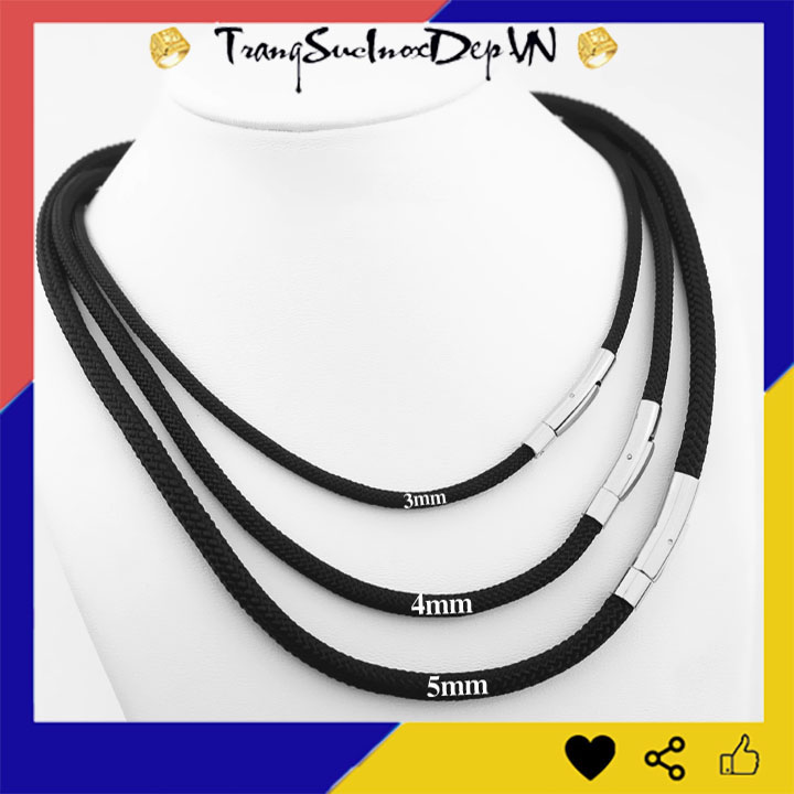 Dây chuyền Dù Thái cao cấp màu đen khóa Vip cách điệu siêu đẹp chuẩn thời trang - Phù hợp cho cả nam và nữ