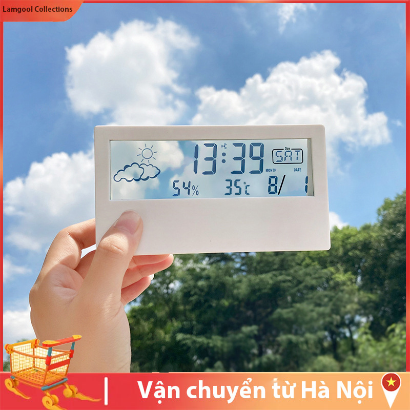 Đồng hồ báo thức phần nhiệt độ đồng hồ báo thức lười biếng tắt tiếng đồng hồ điện tử đồng hồ kỹ thuật số sáng tạ,hồ báo thức điện tử LCD đa chức năng với thời tiết, nhiệt độ, độ ẩm, ngày, thời gian chức năng