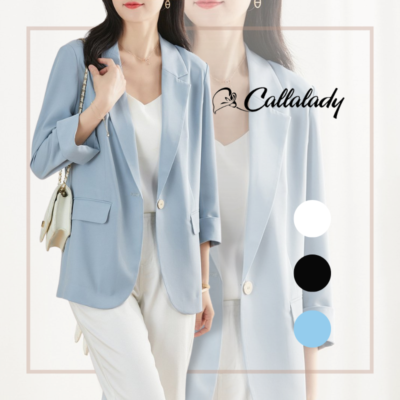 Áo blazer Callalady, áo vest nữ kiểu Hàn Quốc tay lỡ, Áo vest nữ khoác ngoài