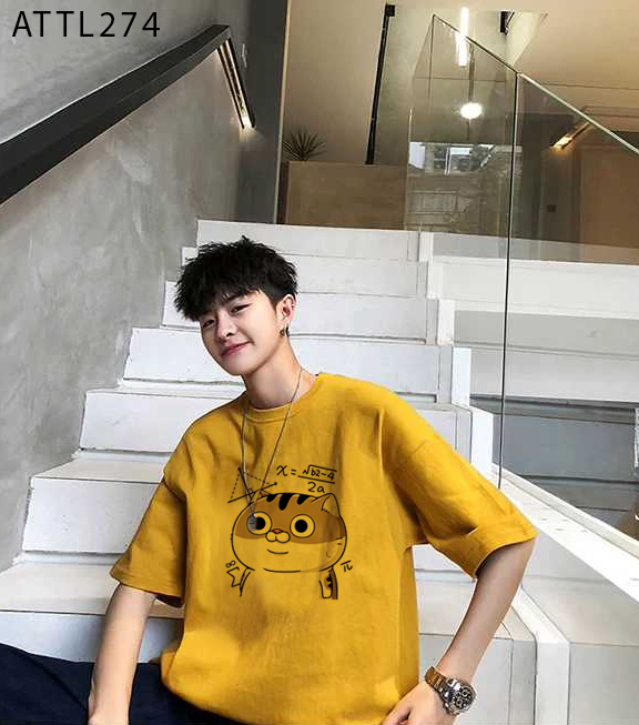 Áo thun tay lỡ nam in hình mèo ami cực hot - ATTL274