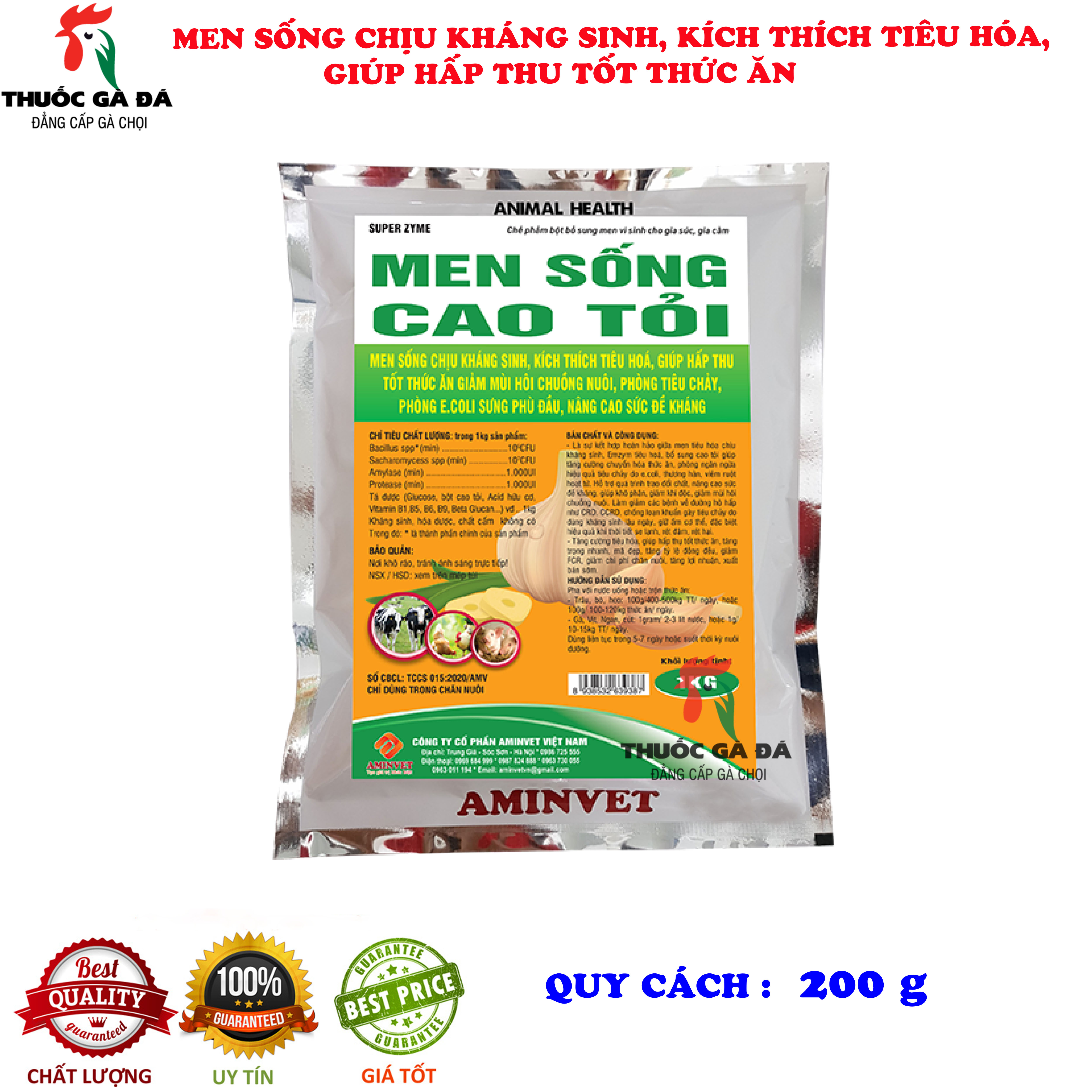 Men tỏi/men sống cao tỏi (200g) dùng cho chó, mèo, gia súc, gia cầm