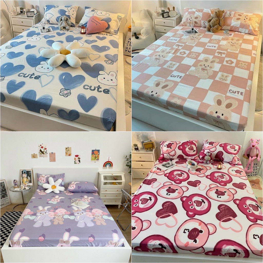 Bộ ga gối 3 món Cotton Poly kích thước 1m2,1m6,1m8 siêu đẹp