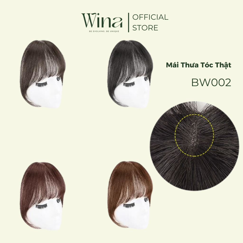 Tóc Mái Thưa Chẻ Ngôi Bằng Tóc Thật BW002 | WinaWigs