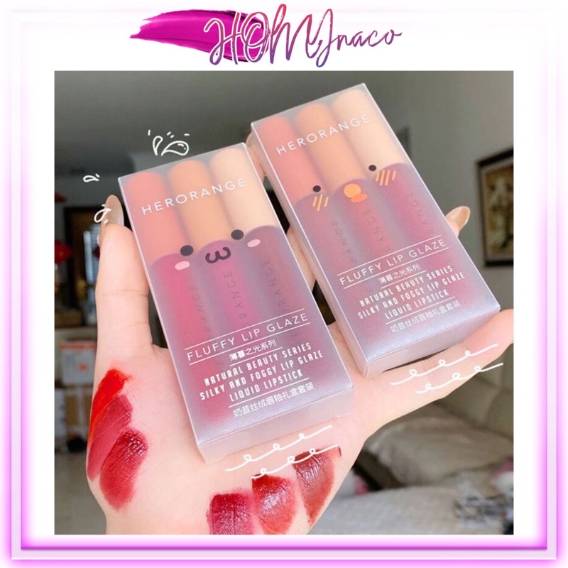 Set 3 cây son kem lì her orange - hộp son hero herorange