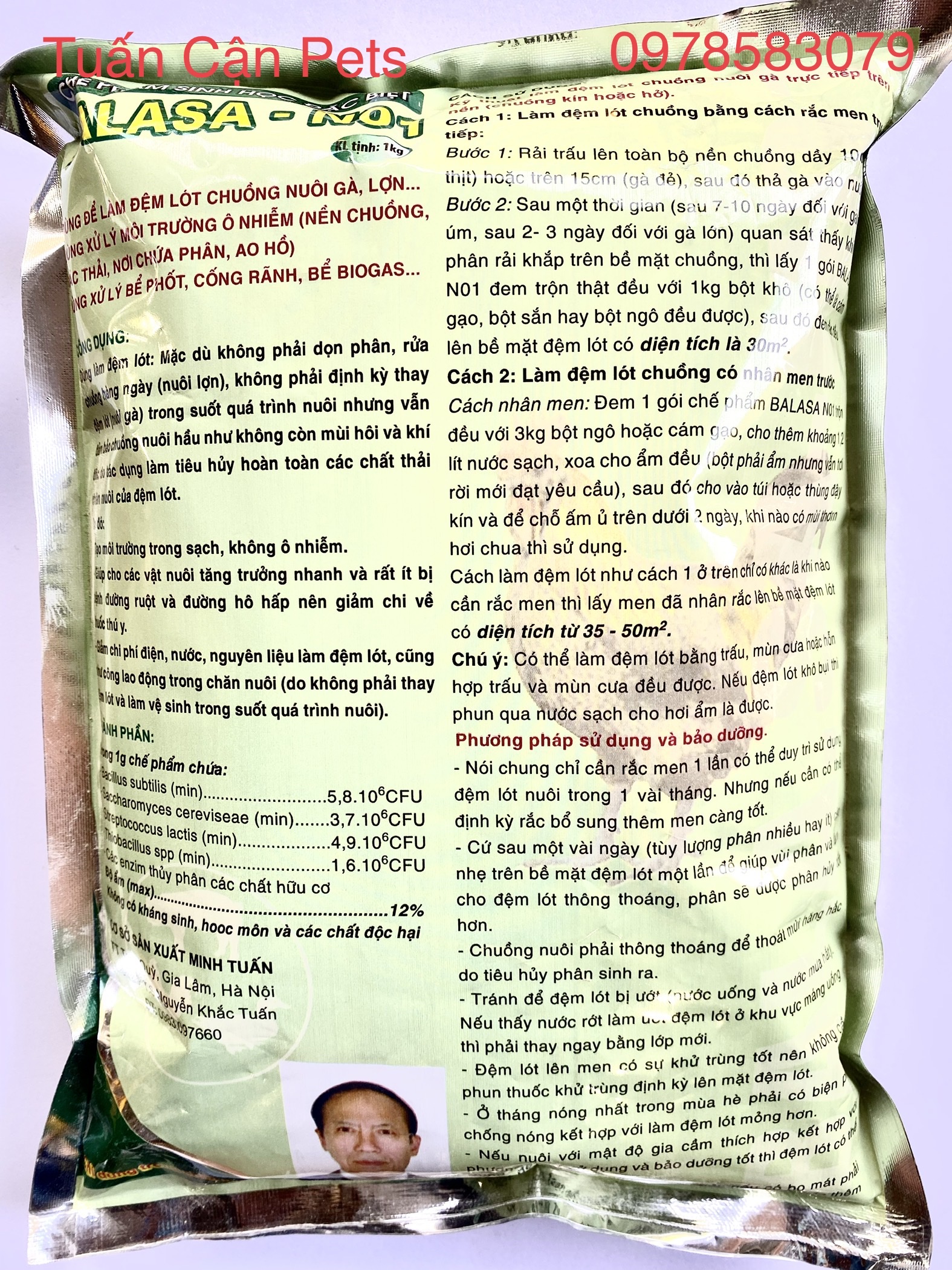 Balasa No1 Men rắc chuồng, xử lý mùi hôi, khô phân, an toàn sinh học