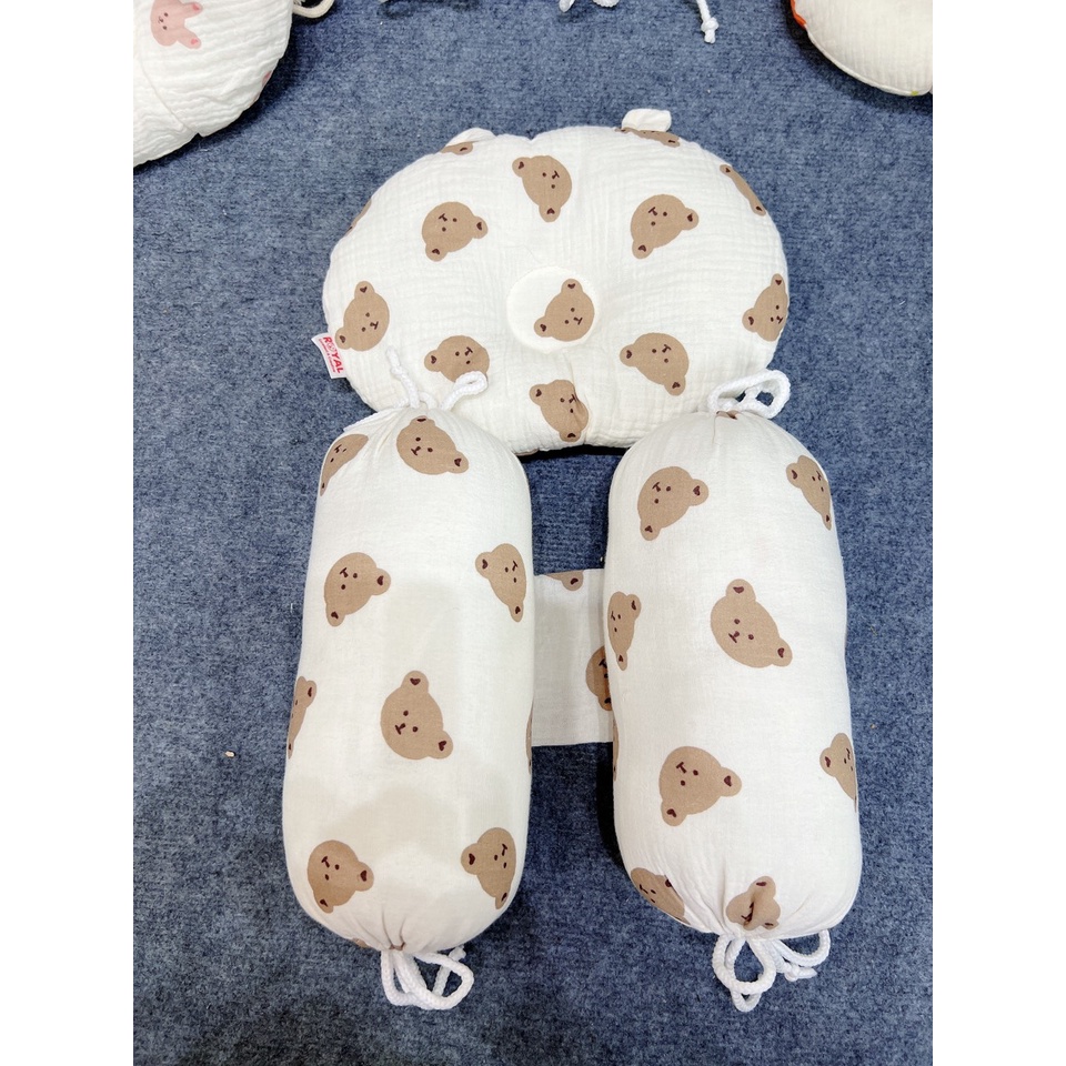 Bộ chặn kèm gối bông Xô Muslin Oganic hãng Royal