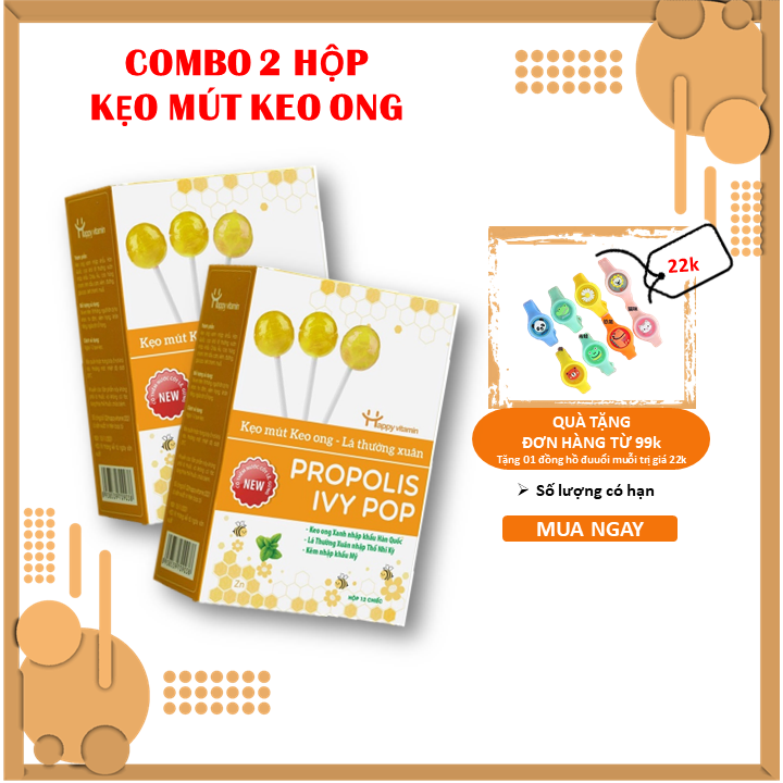 Kẹo mút cho bé, kẹo mút keo ong. Hàng chính hãng Happy Vitamin