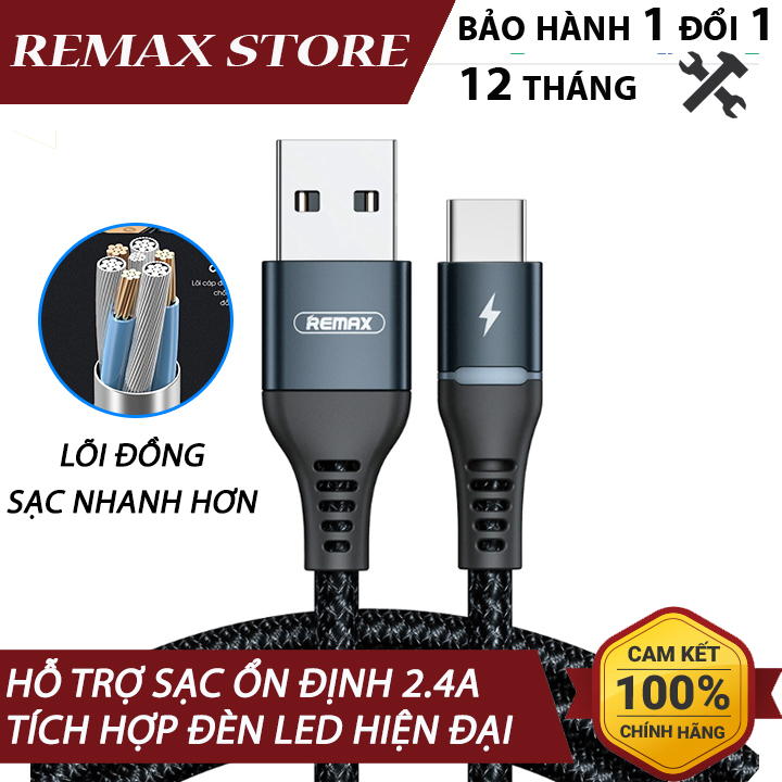 Cáp sạc tự ngắt remax rc-152a cổng type c