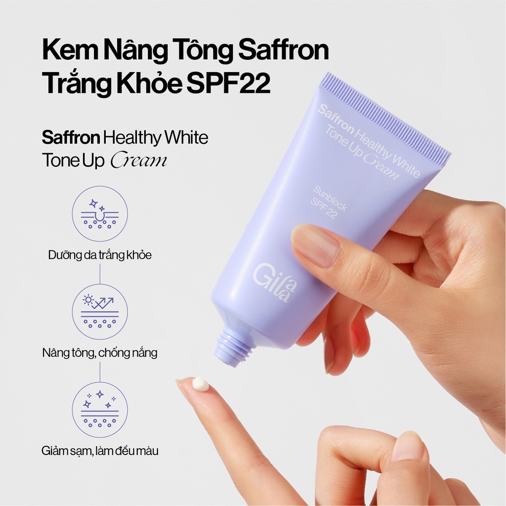 Kem dưỡng nâng tone và chống nắng gilaa saffron healthy white tone up day cream
