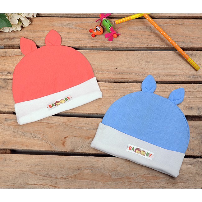 Combo 2 Nón Sơ Sinh Tai Thỏ Cotton giữ ấm cực cho bé, mũ sơ sinh
