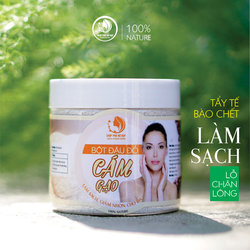 Bột đậu đỏ cám gạo siêu mịn, loại đặc biệt hũ 600ml
