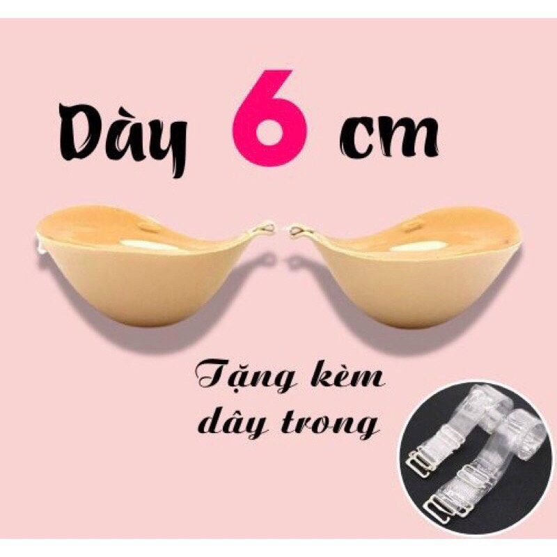 Tặng kèm dây trong - Áo dán ngực siêu nâng đệm dày 6cm cài trước tạo khe P41