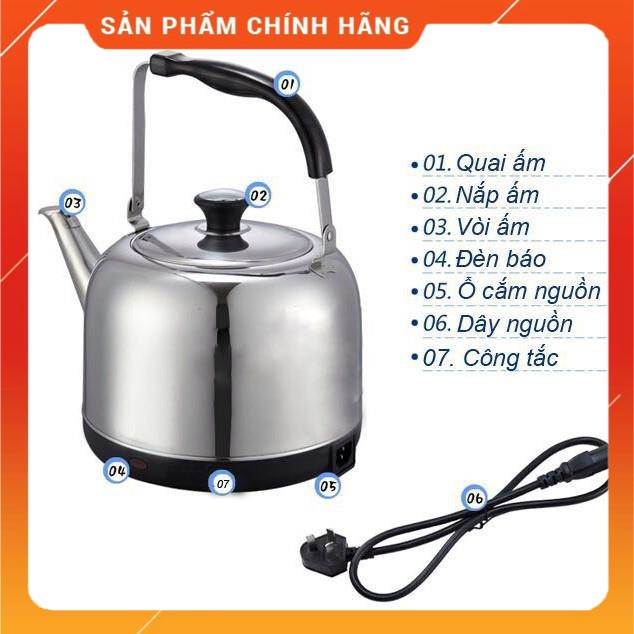 Ấm điện mâm liền inox Đạt Tường -4L & 5L công suất lớn (Gia dụng tiện ích 102)