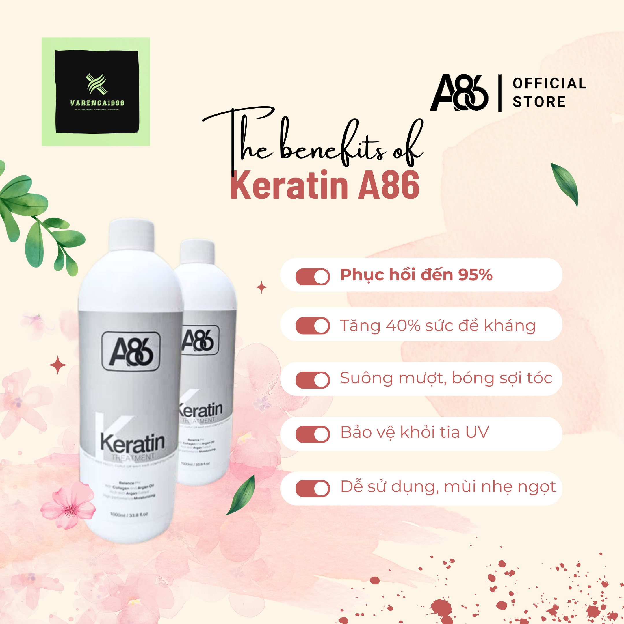 Keratin A86 - Siêu phục hồi cho tóc yếu hổ trợ uốn, tóc ép, tóc duỗi, tóc nhuộm