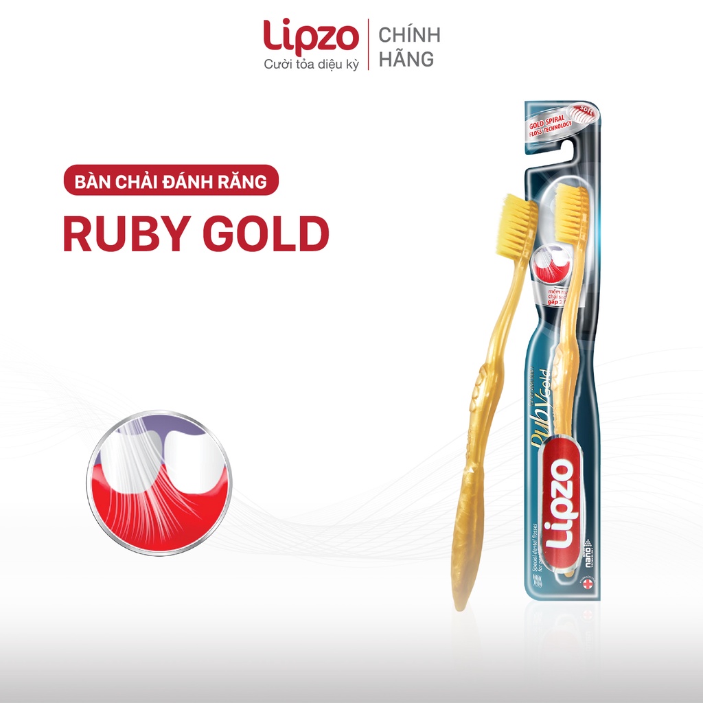 Combo 3 Bàn Chải Đánh Răng LIPZO Ruby Gold Công Nghệ Chỉ Tơ Vàng Xoắn Kép