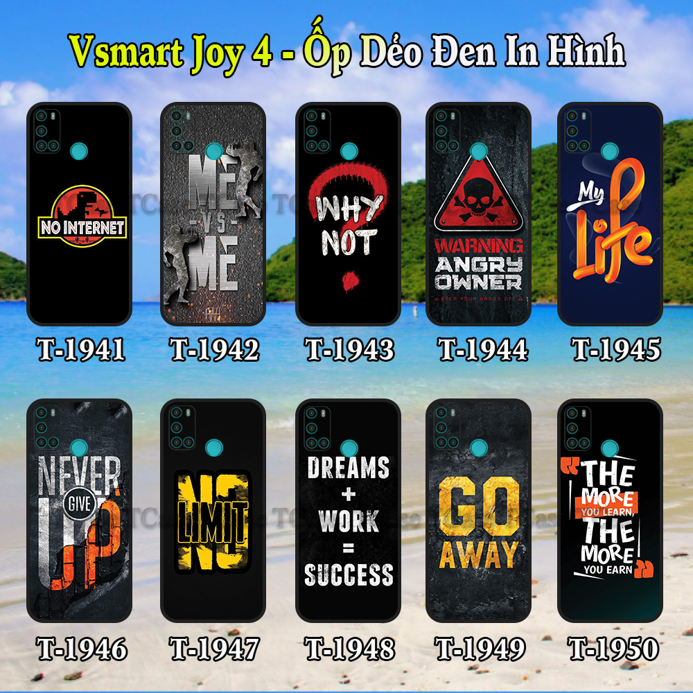 [HCM]Ốp Lưng Vsmart Joy 4 dẻo đen in hình Slogan Đẹp Và Chất