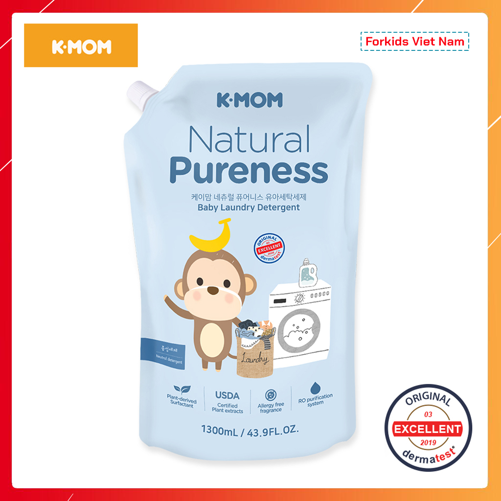 Nước giặt đồ sơ sinh hữu cơ organic k-mom hàn quốc dạng túi 1300ml