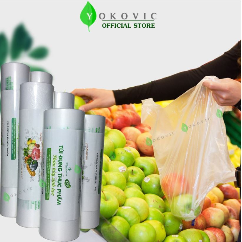 Cuộn túi đựng thực phẩm green eco sinh học tự hủy kt 25*35cm 300g/cuộn