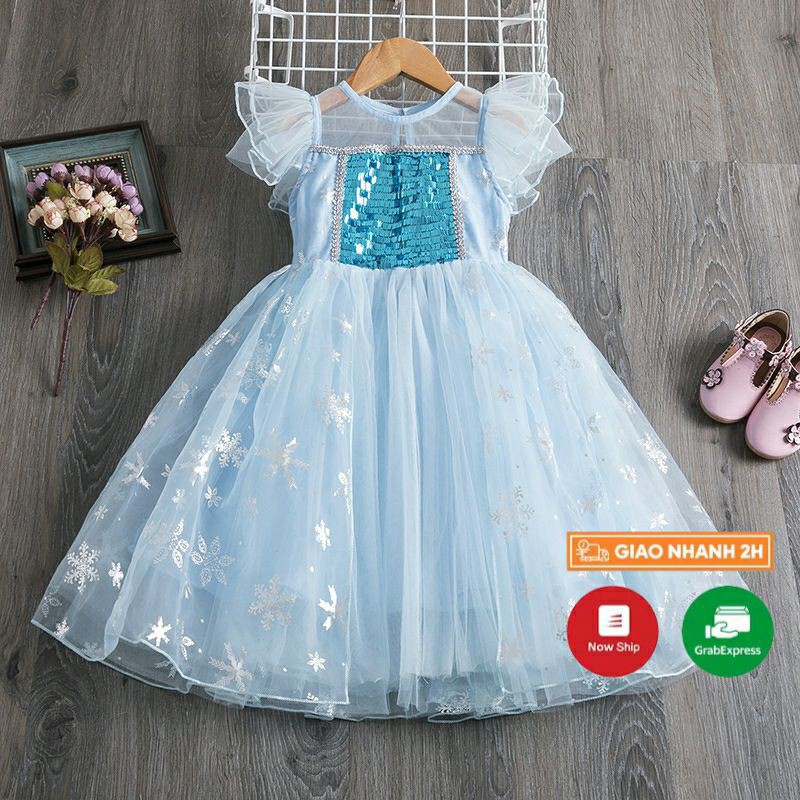 Đầm elsa anna cho bé gái hàng quảng châu cao cấp