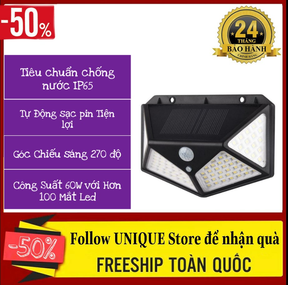 [ Bảo Hành 24 Tháng ] Đèn Led Năng Lượng Mặt Trời Cảm Biến Hồng Ngoại Với Hơn 100 Mắt Led Chống Nước IP68, Chống Cháy Nổ - Đèn Năng Lượng Mặt Trời, Đèn Pin Năng Lượng Mặt Trời