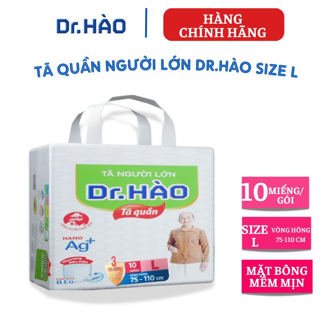 {Hàng chính hãng} Tã quần người lớn Dr.Hào size L  bỉm quần cho người già, bỉm cho người bệnh, tã quần người lớn siêu thấm, khô thoáng, kháng khuẩn, chống hăm, khử mùi
