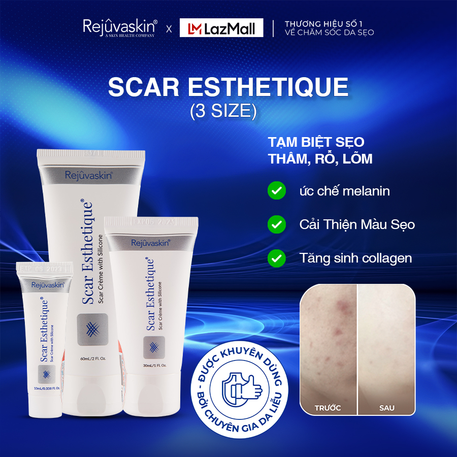 Kem Mờ Sẹo Thâm, Rỗ, Lõm Rejuvaskin Scar Esthetique (Nhiều dung tích)