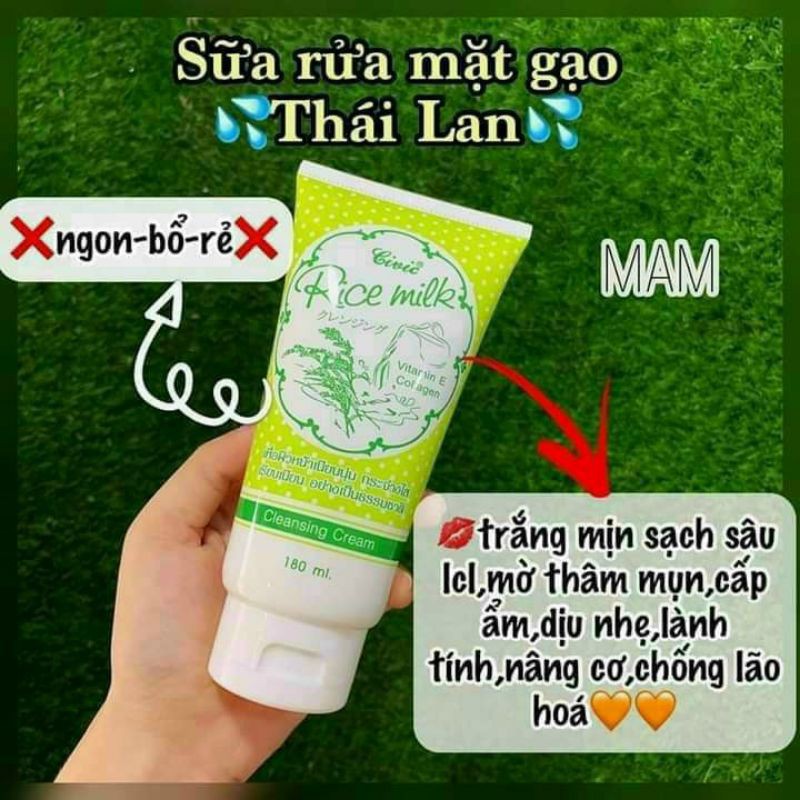 Sữa rửa mặt gạo Civic Rice milk Thái Lan 180ml
